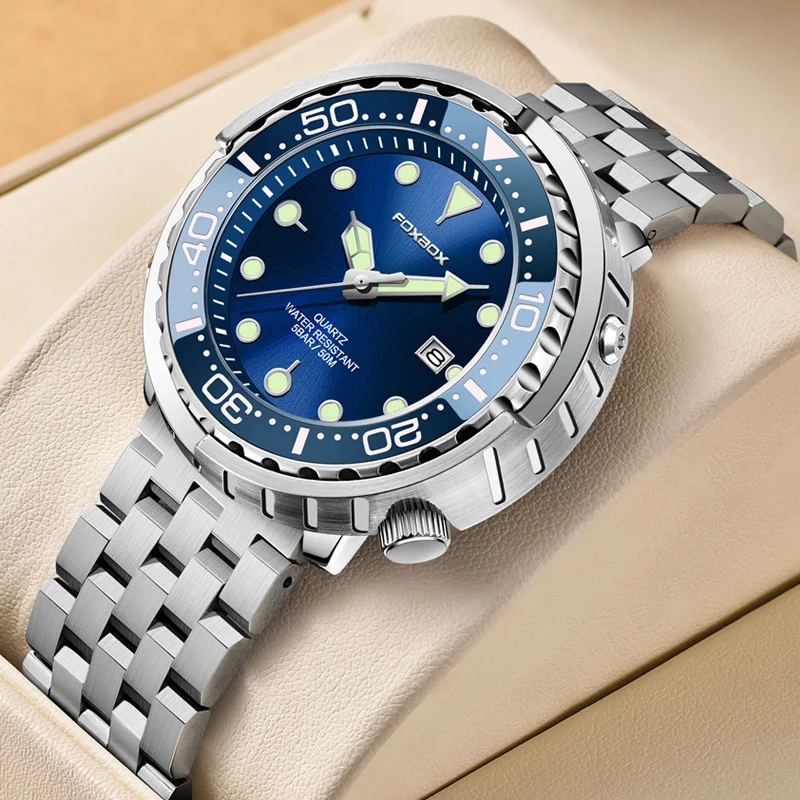 

LIGE Mens Watches 5ATM Sports Waterproof Quartz Wristwatch Luminous Clock with Steel Bezel Watch for Men Relogio Masculino+Box