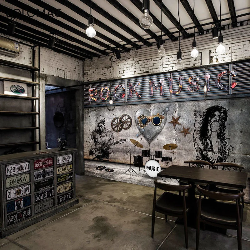 

Colomac Custom Industrial Style Gear Heavy Metal Rock Style Music Theme Mural Cafe Bar Background Wallpaper Dropshipping