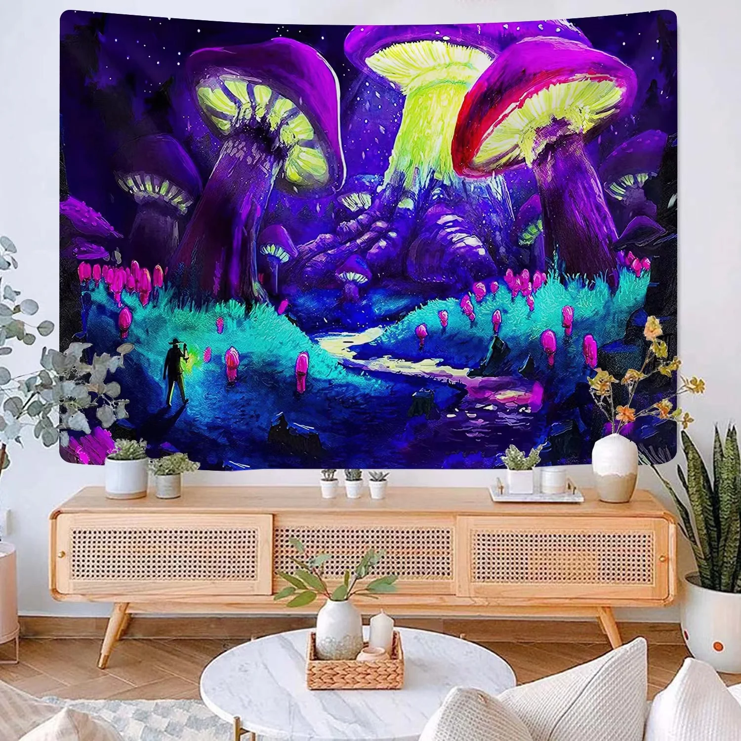 

Wall Decor Tapestry Room Home Aesthetic Hippie Tapisserie Psychedelic Mushrooms Tapiz Pared Tela Grande Decoration Chambre