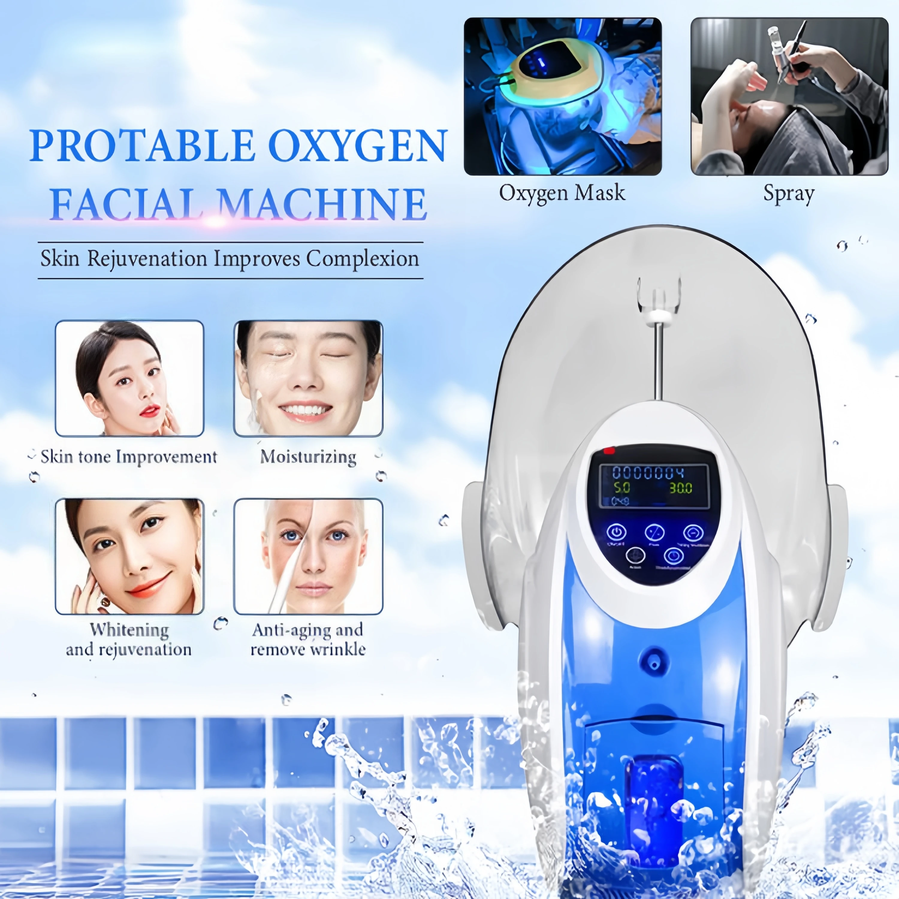 Фото Кислород O2derm Кислородная маска для лица Купольная терапия Кислородная инфузионная машина для лица Портативная Корея O2 для дерма Чистая глубокая очистка лица №1