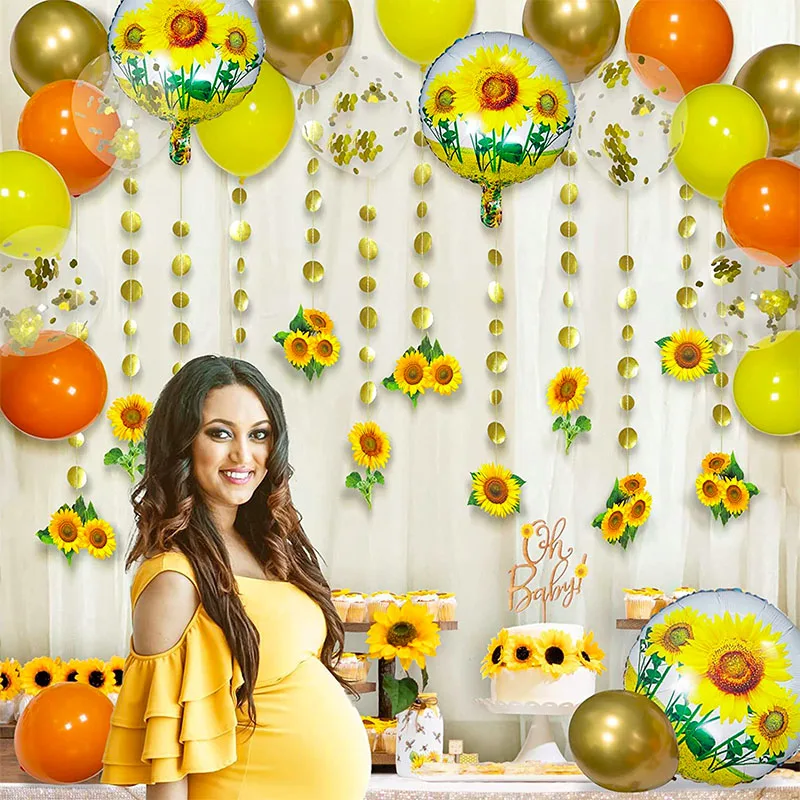 35Pcs Sunflower Balloon Garlands Banner for Fall Sunflower Kids Birthday Anniversary Engagement Party Baby Shower Decorations