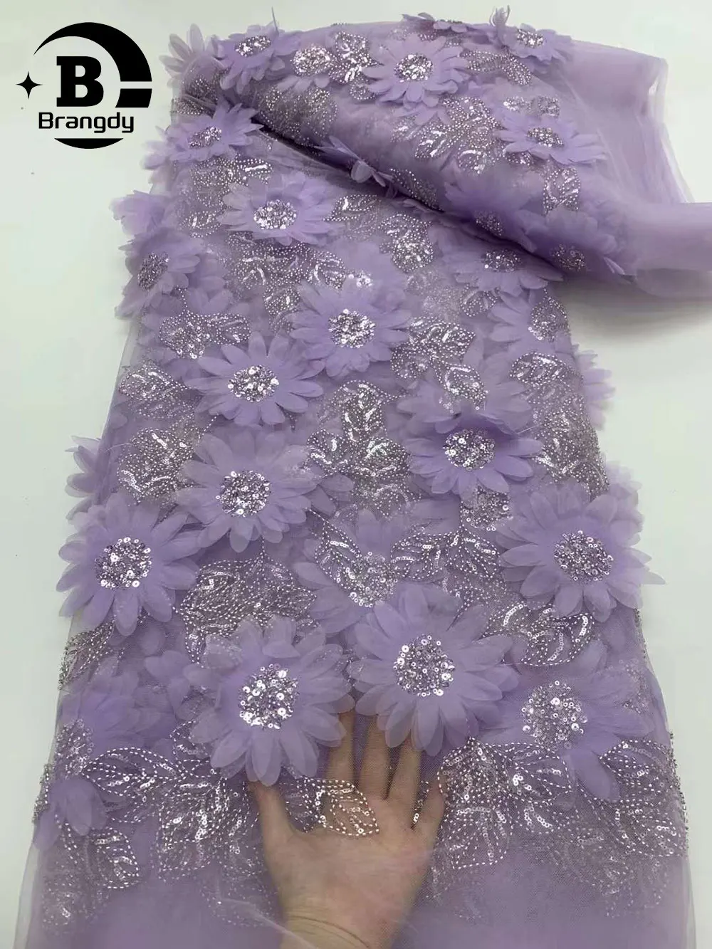 Африканская кружевная ткань с 3D цветами вышитая аппликация нигерийская Ткань