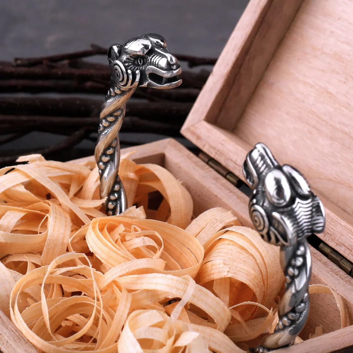 Мужской браслет-манжета из нержавеющей стали с головой козла викингов ювелирный