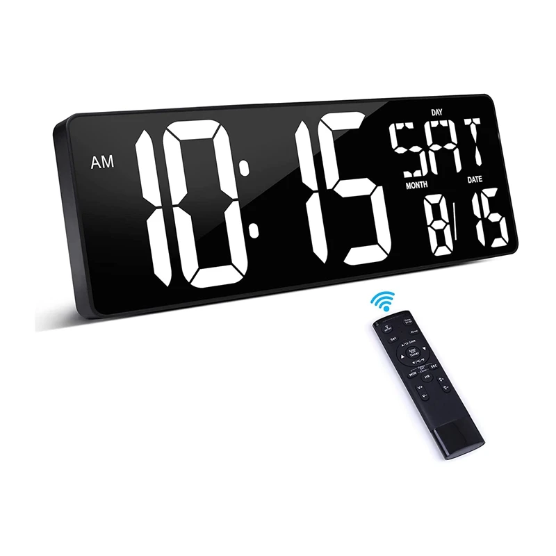 

Large Digital Wall Clock With Remote Control,16.5 Inch LED Large Display Count, For Home, EU Plug