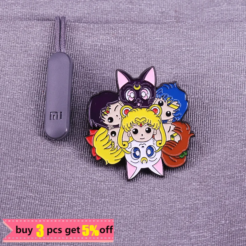 Жесткие эмалевые булавки в виде милой красивой девушки форме Луны коллекция