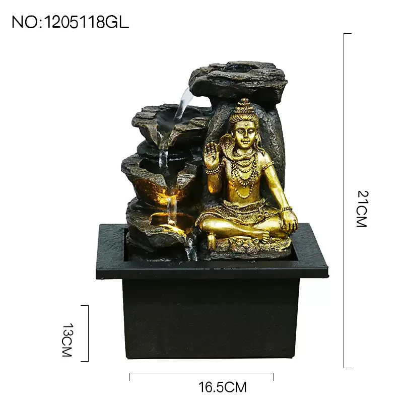 Lucky Fortune Слон Бог Ганеша Настольный фонтан-водопад Мирный струящийся водный звук