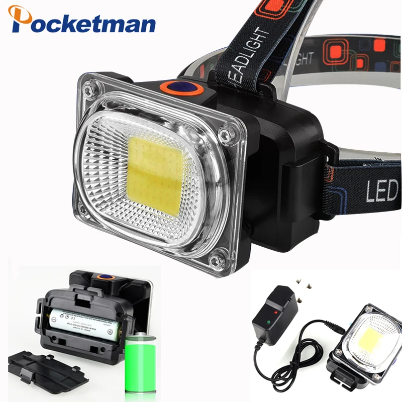 

COB LED Headlight DC Rechargeable Head Lamp Tactical Torch 3-Mode 18650 Battery Waterproof Hunting Fishing Lighting LED Lamp
