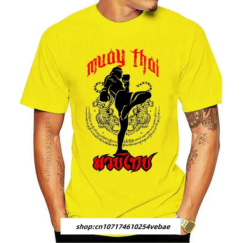 

Новые мужские футболки с надписью Muay Thai Kick Тайланд боевое искусство логотип значок мужская предварительно хлопковая Футболка сумасшедшая ...