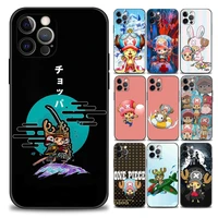 japan anime one piece cute cartoon chopper iphone case for 11 12 13 pro max 7 8 se xr xs max 5 5s 6 6s plus black soft silicon