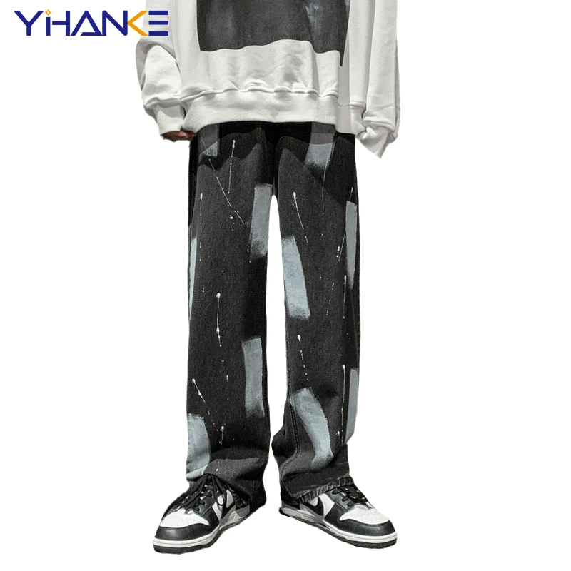 

New Men's Trend Hip-hop Jeans Straight-leg Pants Loose Wide-leg Jeans Skateboard Pants Street Men's Plus Size Trousers джинсы