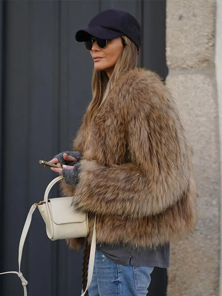 Осенне-зимнее меховое пальто с подкладкой из искусственного меха