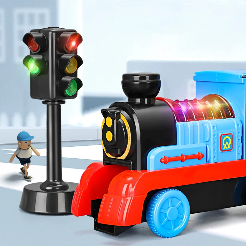 Электрический поезд Thomas большой размер магнитный маленький с дорожными фонарями