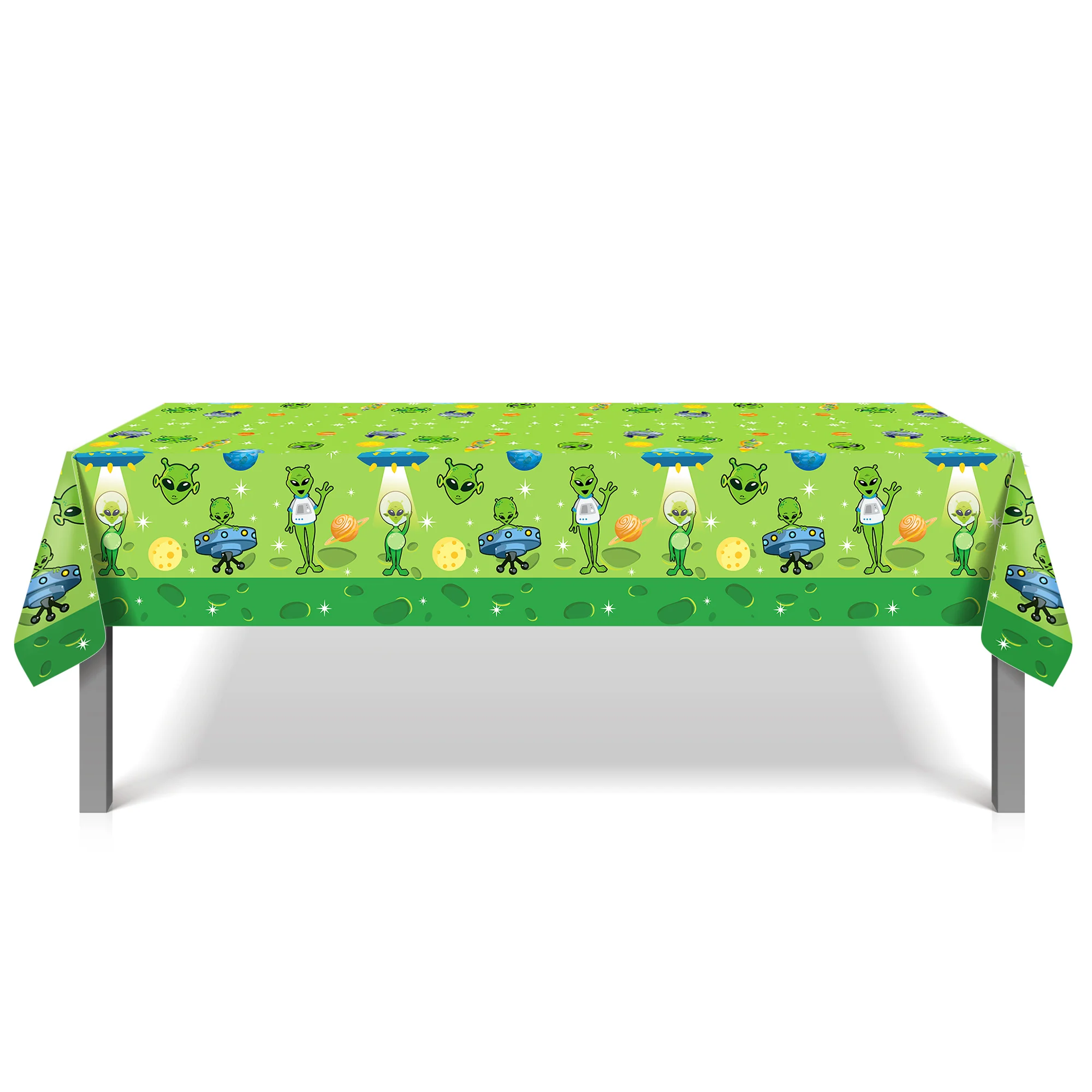 

130*220cm Cartoon Sci-fi Alien Space Theme Table Cover Kids Birthday Baby Shower Party Disposable Tablecloths Camping Mat