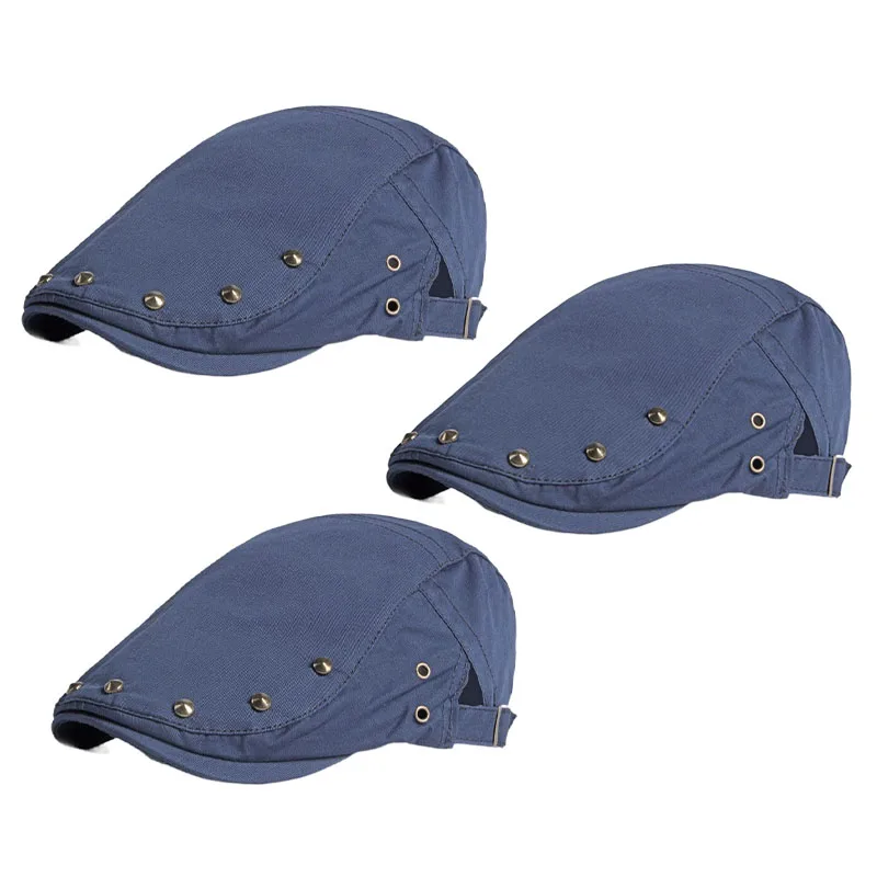 Men's Rivet Peaked Cap Black Hip Hop Beret for Women Blue Thin Casual Hat In Spring and Summer images - 6
