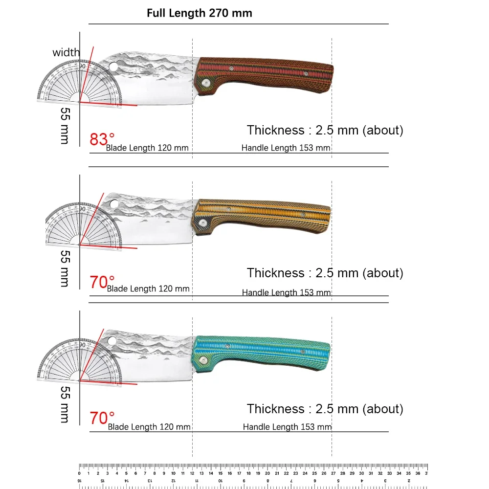 Складной нож для мяса 5Cr15 ручное кованое лезвие кухонные ножи с ручкой G10