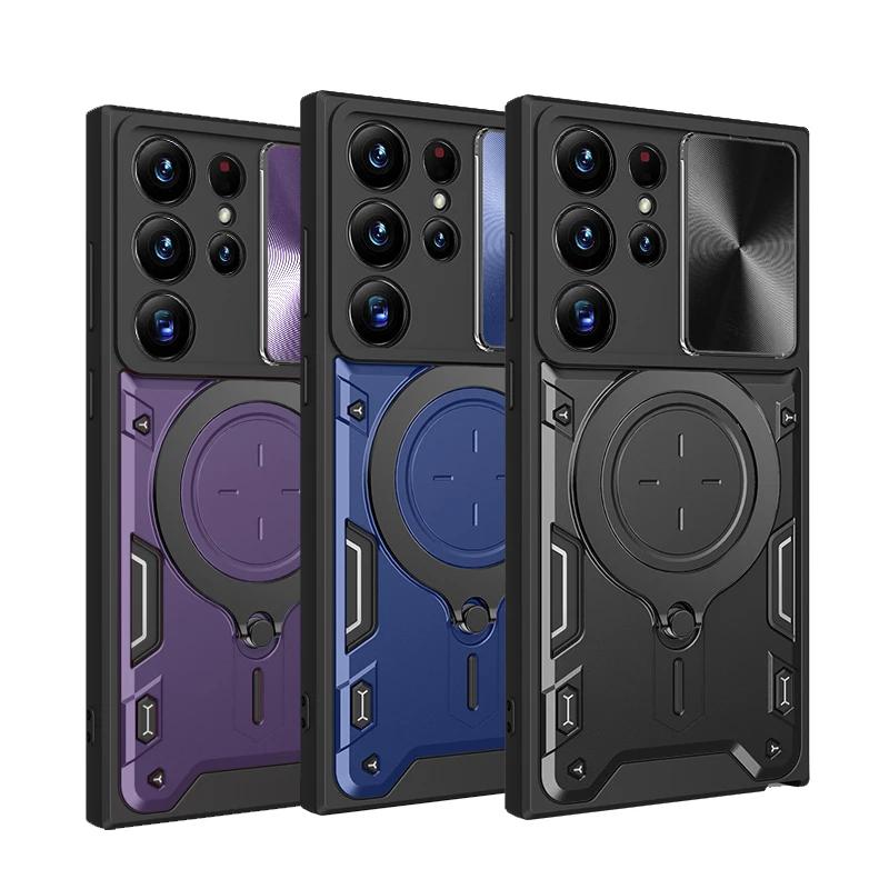 

Shockproof Armor Case For Samsung Galaxy S23 Ultra S22 Plus S21 FE Note 20 A54 A53 A52S 5G Shock Proof Ring Holder Slide Covers