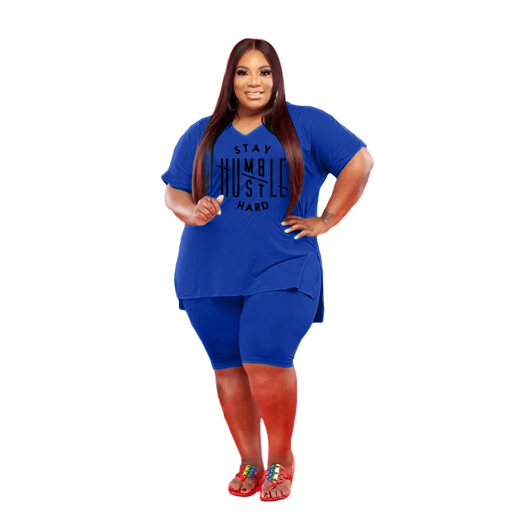 Plus Size Summer Casual Sport Two Piece Sets Short Sleeve v Neck Loose Women Clothing Wholes 3xl 4xl 5xl 6xl
