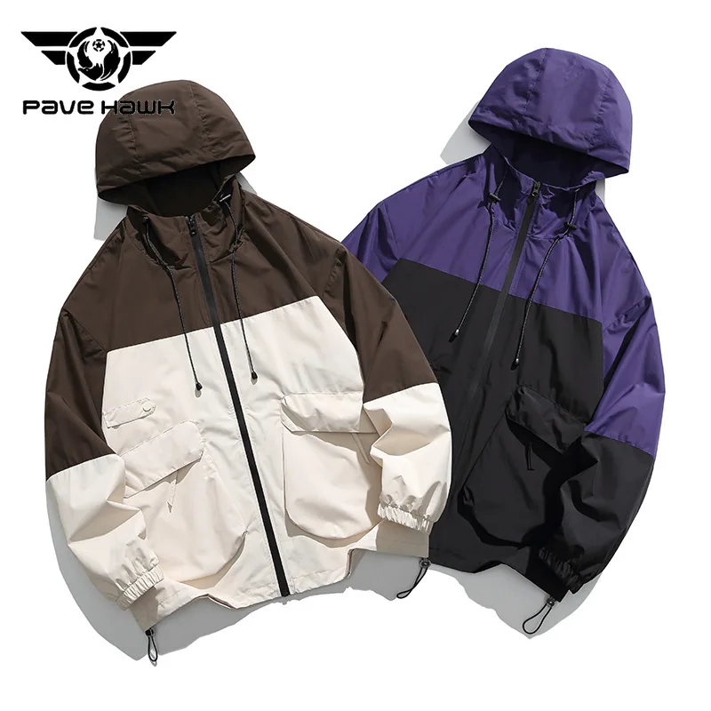

Outdoor Windproof Hooded Hiking Jacket Men Women Breathable Wear-resistant Large Pocket Coat Hiking Camping Fishing Jackets