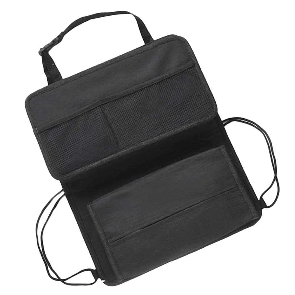

1PC Backseat Bag Durable Storage Bag Seat Hanging Pouch with Tissue Box for Autos Vehicles (Black)