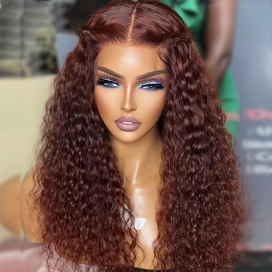 

Preplucked 26 дюймов 180 плотность натуральные волосы красновато-коричневые длинные кудрявые кружевные передние парики для женщин BabyHair без клея ежедневный
