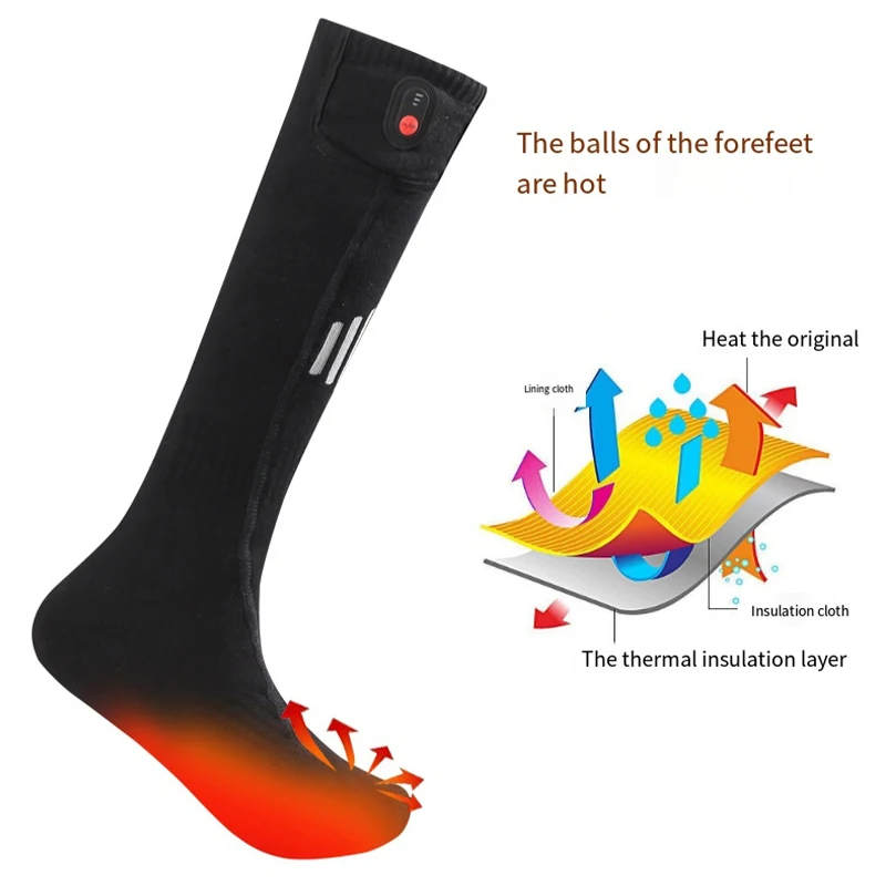 New three-speed heat socks long tube electric heating socks for men and women outdoor sports thickened ski