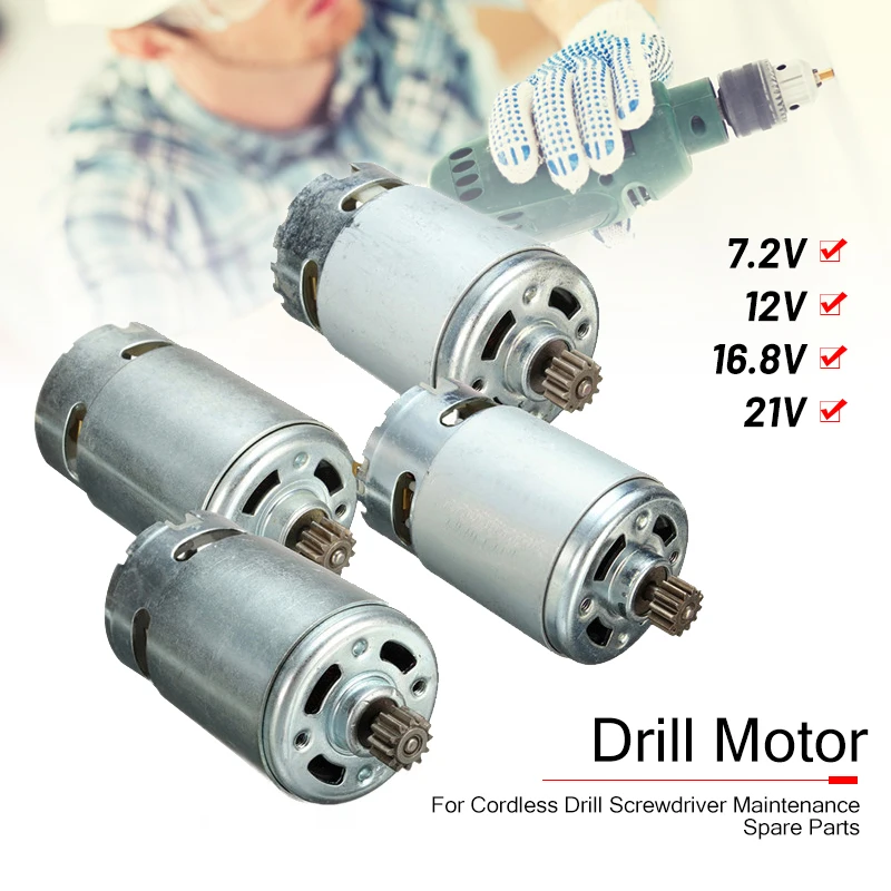 

RS550 7.2/12/16.8/21V 12 Teeth Electric Gear DC Motor Speed High Torque For Cordless Drill Screwdriver Maintenance Spare Parts