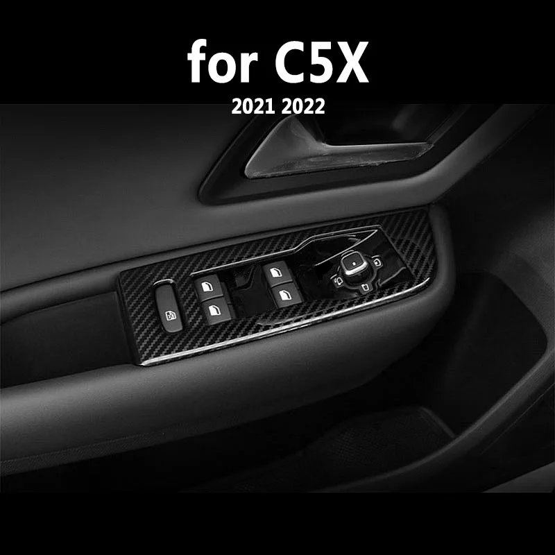 

For Citroen C5X 2021 2022 Car interior decoration accessories Window control patch Protective sequin Metal 4pcs