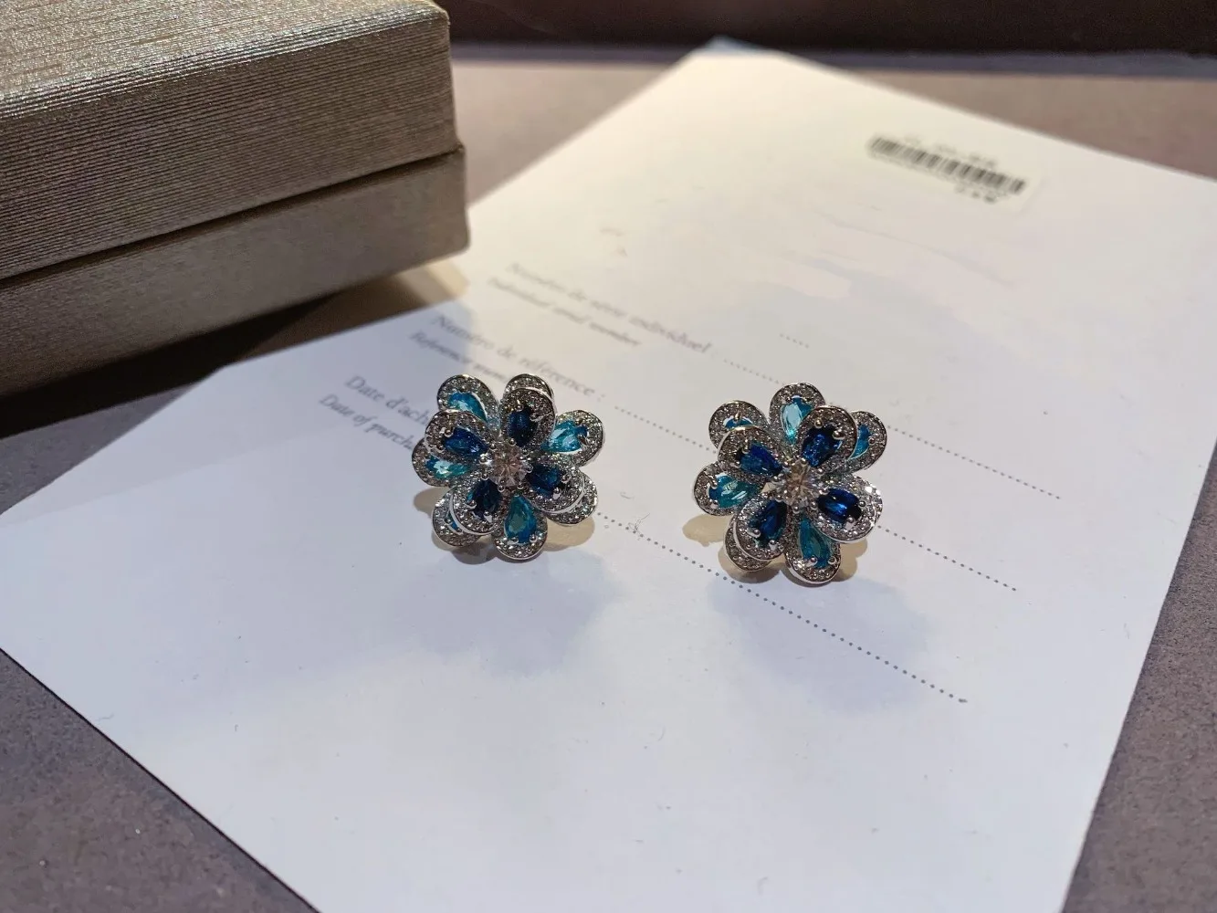 

Heavy Industry Hit Color Baroque Sapphire Flower Earrings Micro Inlaid S925 Silver Earrings Wholesale Fashion Jewelry