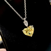 fashion simple jewelry whitepinkyellow heart crystal pendant necklaces for women charm luxury cubic zirconia necklace chain