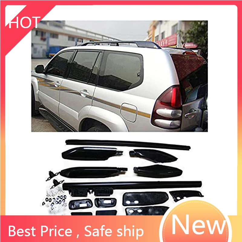 

for Toyota Land Cruiser Prado FJ120 J120 /Lexus GX470 2003-2009 Aluminium Alloy Black Roof Rack Side Rail ggy