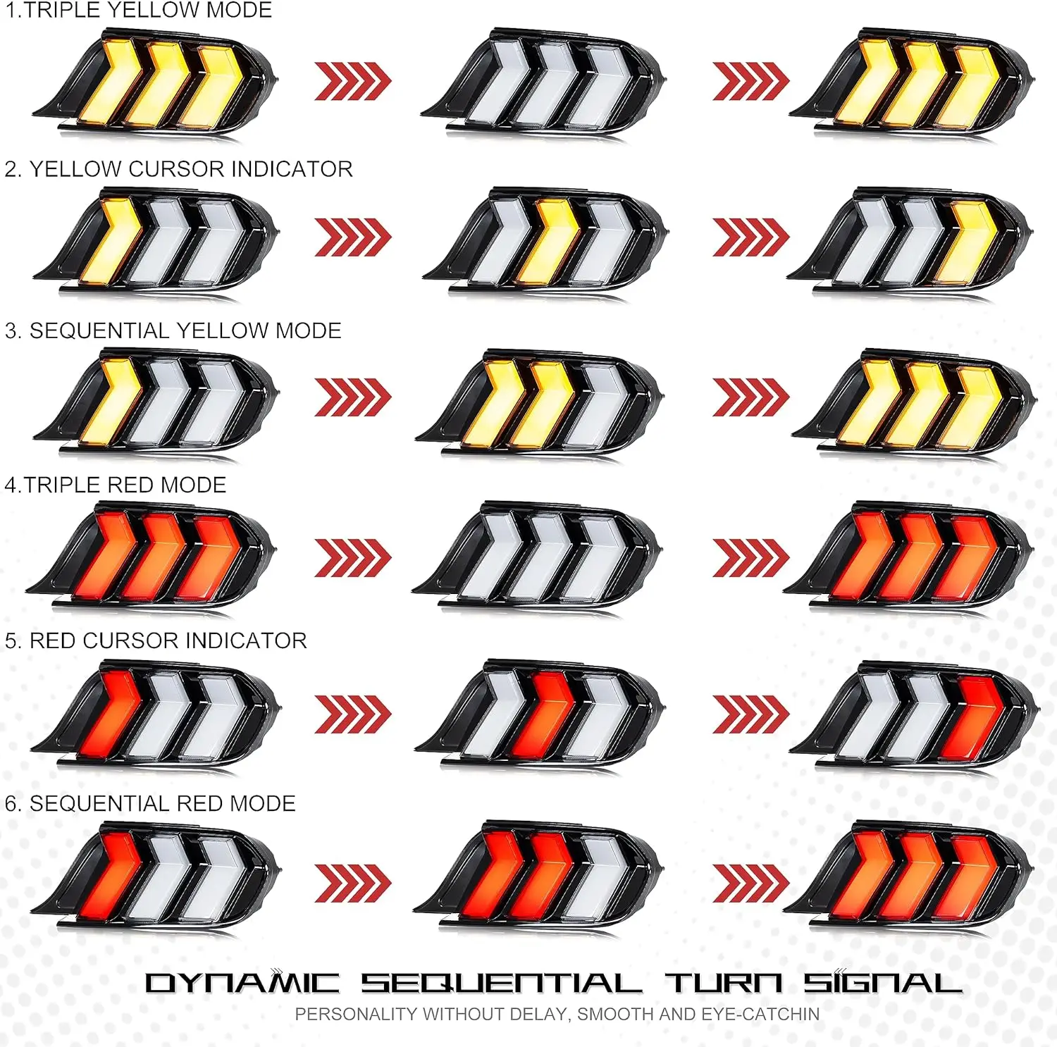 Фонари задние для Ford Mustang 2015-2023 Facelift 6 режимов