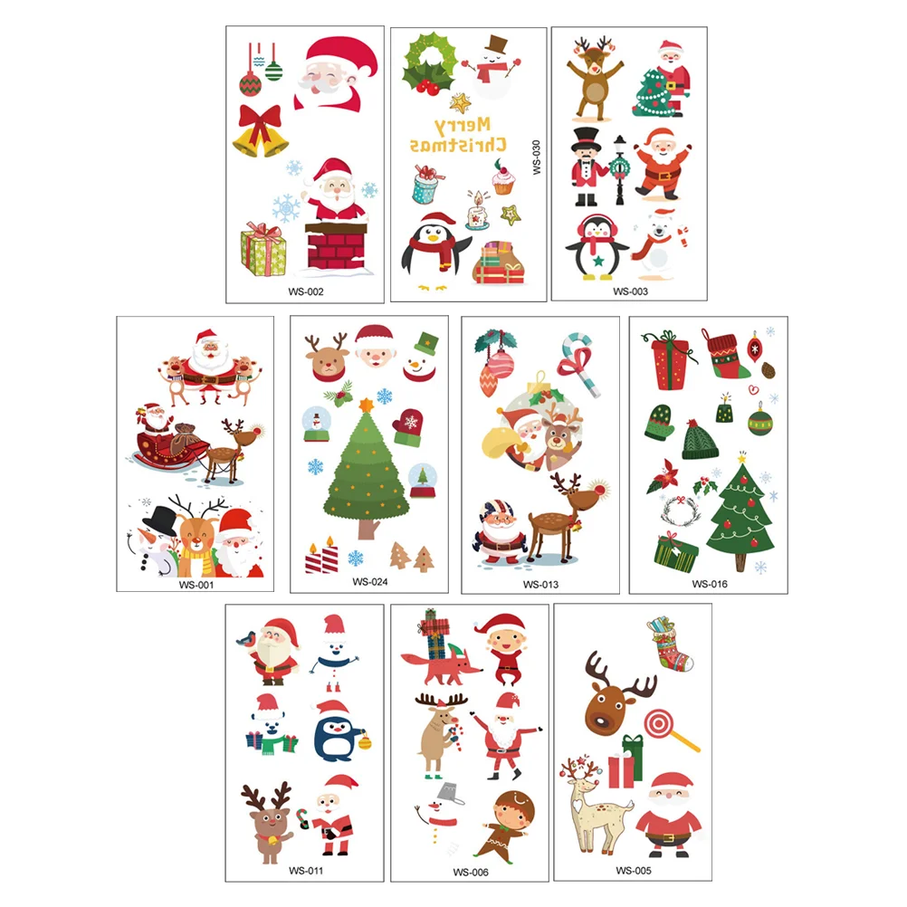 

10pcs Sticker Paper Temporary Christmas Cartoon Party Props Stickers for Children