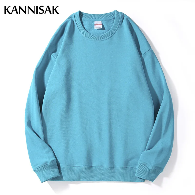 Свитшот KANNISAK женский однотонный пуловер из 100% хлопка в стиле Харадзюку парная