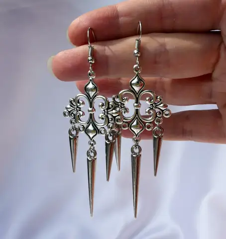 Серебряные серьги-пики из филиграни, готические искусственные, серебряные Эффектные серьги, люстра в стиле бохо