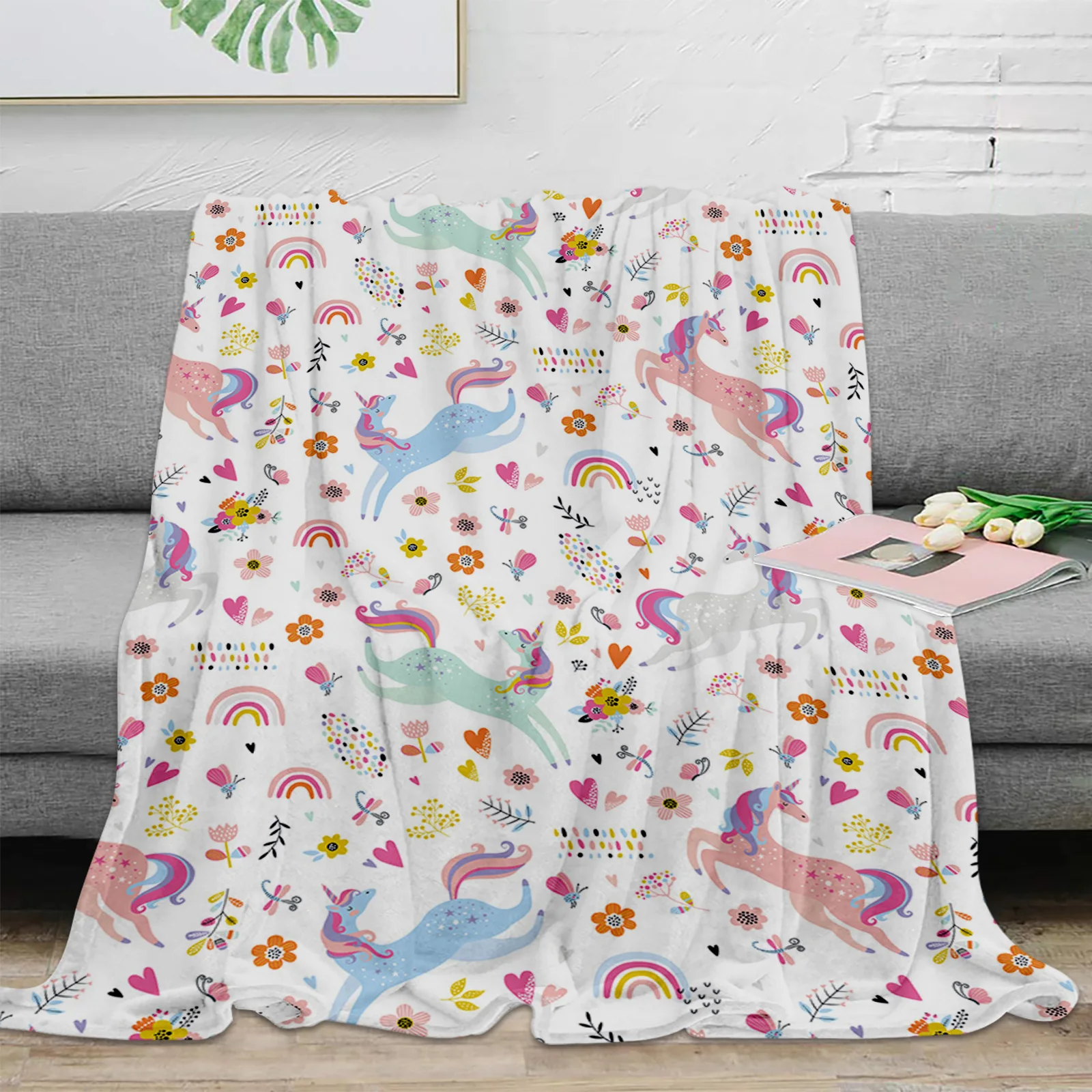 

Плед-одеяло с рисунком розовой лошади, Радужное искусственное одеяло, мягкое удобное плюшевое одеяло, теплые простыни для дивана и кровати