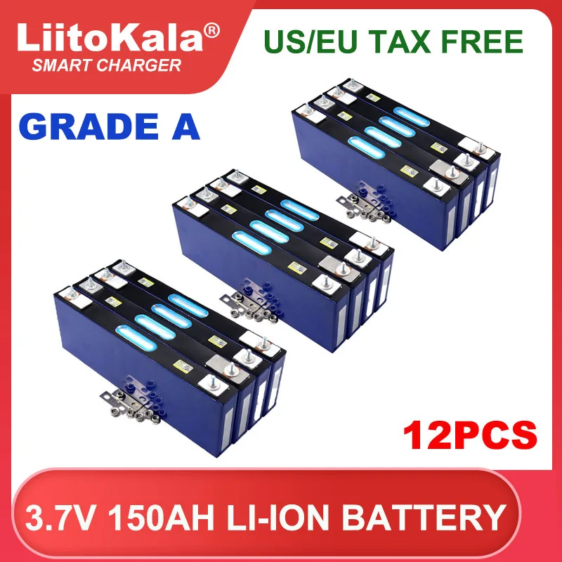 

12PCS Liitokala 3.7V 150Ah Lithium Battery 4.2V For 12V 24V Electric Vehicle Off-grid Solar Energy Large Single Grade A Tax Free