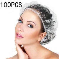 100pcs thick waterproof bath caps disposable women kids portable travel clear plastic elastic hair bath caps