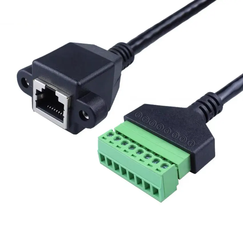 Переходник со штекера Ethernet RJ45 на 8-контактный винтовой разъем AV для камеры