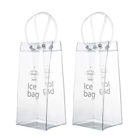 2pcs pvc leakproof ice bag eco friendly transparent ice pack portable ice bucket wine champagne bottle chiller with carry handle