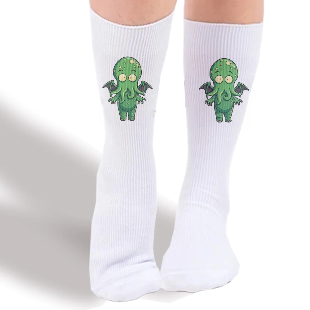 

White Socks Horror Cthulhu Cotton Stocking Cute Kawai Octopus Cartoon Mythos Funny Evil Pattern Hello Cthulhus For Children Gift
