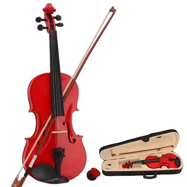 4/4 Acoustic Violins Case Bow Rosin Red