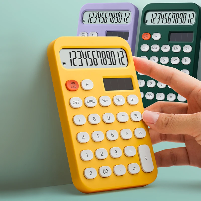 

Милый креативный маленький портативный электронный калькулятор ярких цветов с 12 знаками для дома, офиса, школы, инструменты для финансового учета