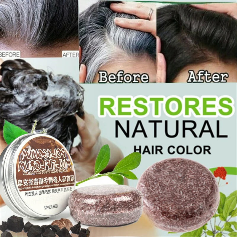 

Sdotter New Polygonum Essence Hair Darkening Shampoo Bar Soap Natural Organic Mild Formula Hair Shampoo Gray Hair Reverse Hair C