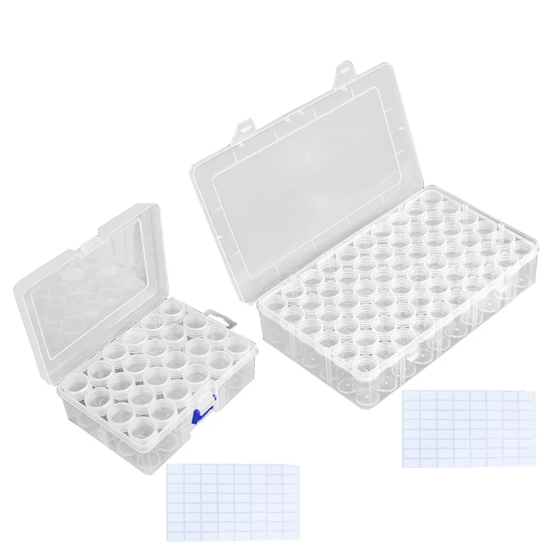 

Контейнер для хранения для алмазной живописи «сделай сам», набор контейнеров с 24/60 сетчатыми банками, этикетками и наклейками, органайзер д...