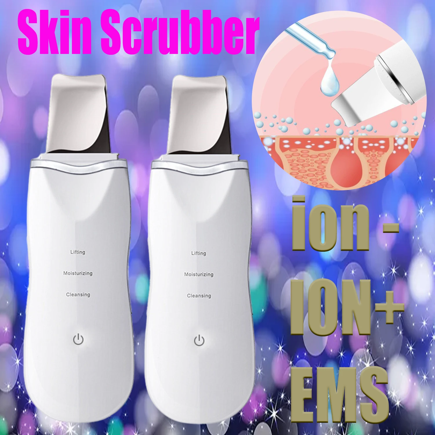 

Скребок для кожи, ультразвуковой очиститель для ухода за лицом, инструмент для мытья, лопатка для акне, инструмент для красоты