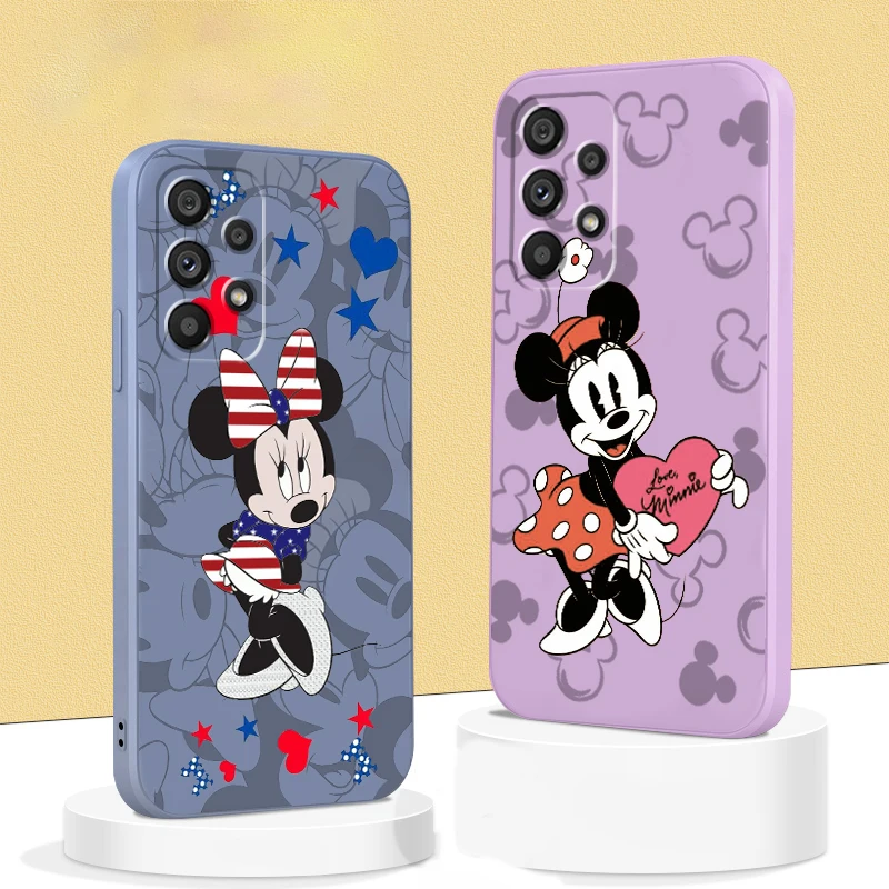 

Anime Mickey Minnie Mouse Phone Case For Samsung A73 A53 A33 A52 A32 A23 A22 A71 A51 A21S A03S A50 A30 5G Liquid Rope Funda