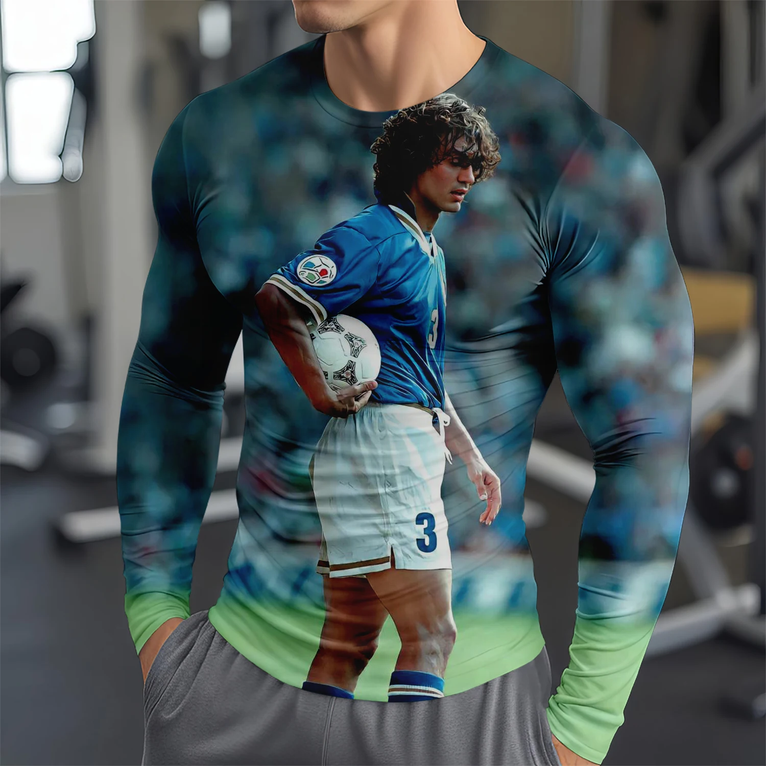 Модная Футболка Maldini С 3D Принтом Звезды И Длинными Рукавами Удобный Спортивный