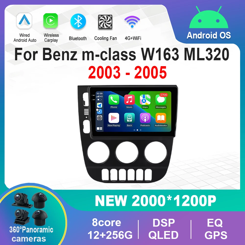 GPS-навигация Android-система для Benz m-class W163 ML320 2003–2005 Автомобильный