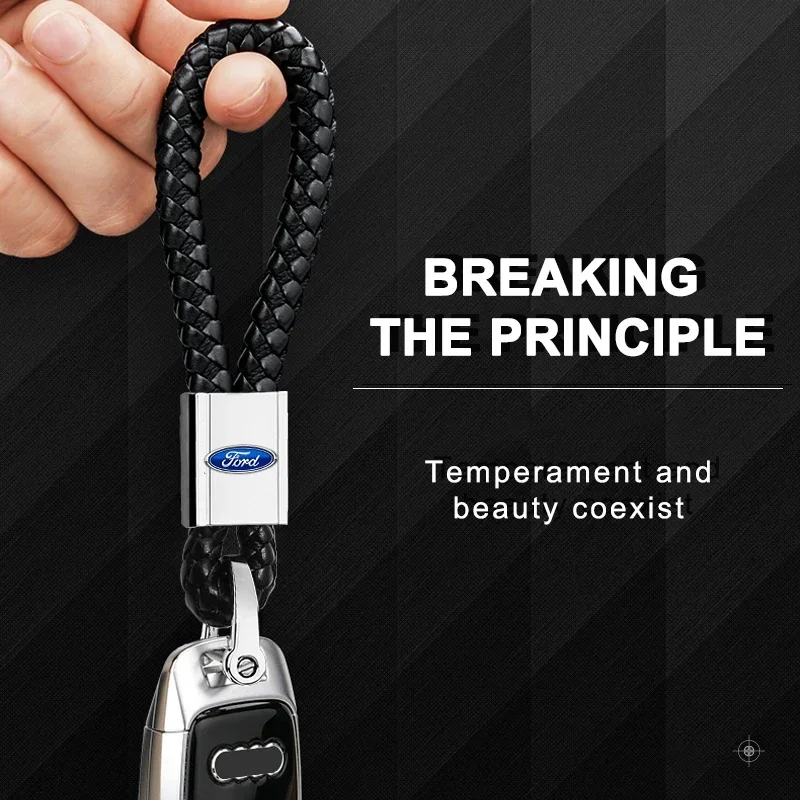 Leather Rope Car Logo Keychain Keyring Key Accessories For Ford Fiesta MK7 Mondeo MK4 ST Focus MK1 MK2 MK3 2 3 4