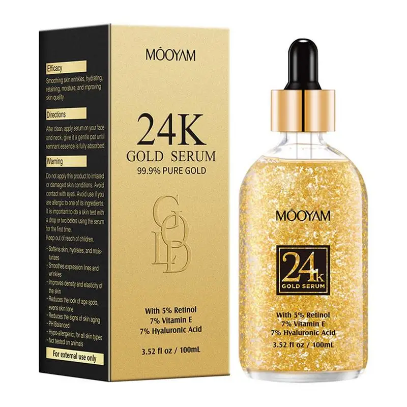 

24K Gold Essence Vitamin E Balancing Facial Oil Skin Complexion Pore Minimizer 3 Oz Anti-Age Face Oils With Hyaluronic Acid And